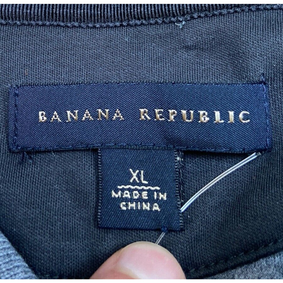 Banana Republic Polo Shirt Mens XL Gray Black Striped Short Sleeve - Picture 3 of 6